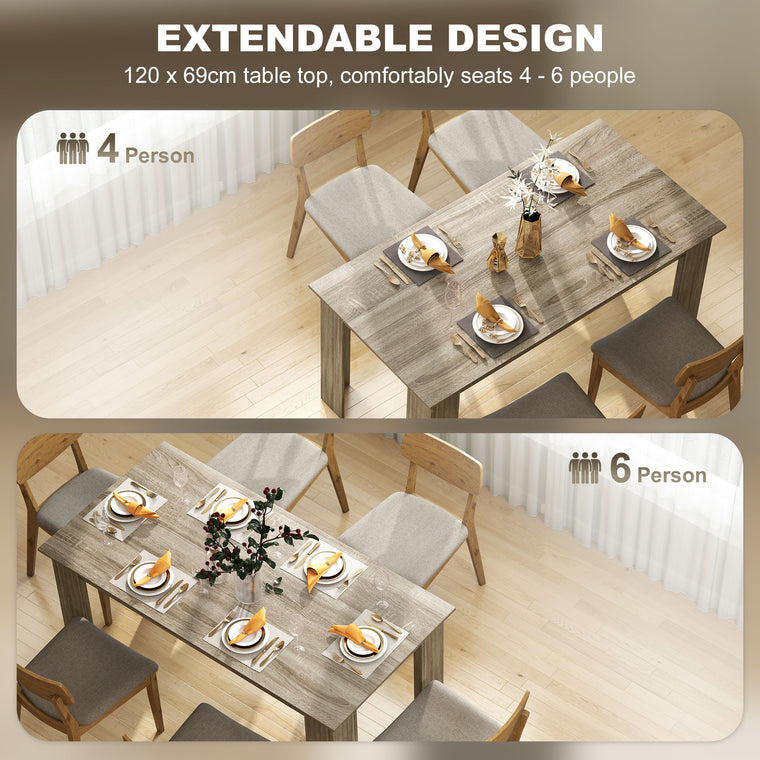 63" Dining Table for 4-6 with Wood Effect