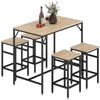 5-Piece Industrial Bar Table Set with 4 Stools - Oak