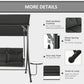 3-Seat Outdoor Swing Chair Steel Swing Bench with Adjustable Canopy & Coffee Tables & Cushion for Patio Garden, Black