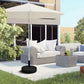 Umbrella Base, Heavy Duty Fillable Base Holder with Steel Pole, Round Parasol Stand for Patio, Outdoor, Backyard, Black