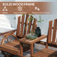 Wooden Outdoor Loveseat, Wagon Wheel Outdoor Bench with Table, Carbonized