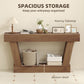 63 Inch Vintage Console Table, Narrow Entryway Table with Open Shelf for Living Room, Dark Brown