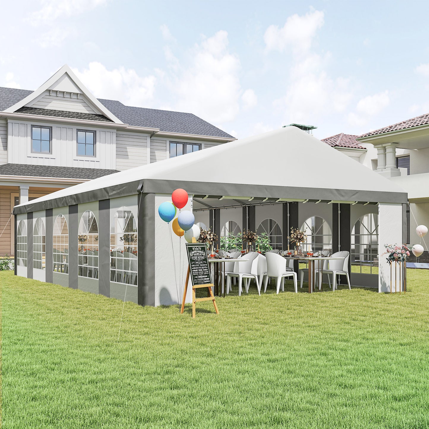 Heavy Duty Large Party Tent & Carport with Removable Sidewalls, Portable Garage Canopy Tent, White