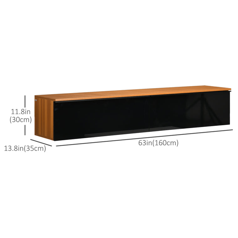 Wall Mounted Floating TV Stand with Storage - Brown and Black