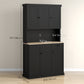 71" Kitchen Pantry Buffet with Hutch Storage Cabinet Microwave Oven Stand with Drawer, Black