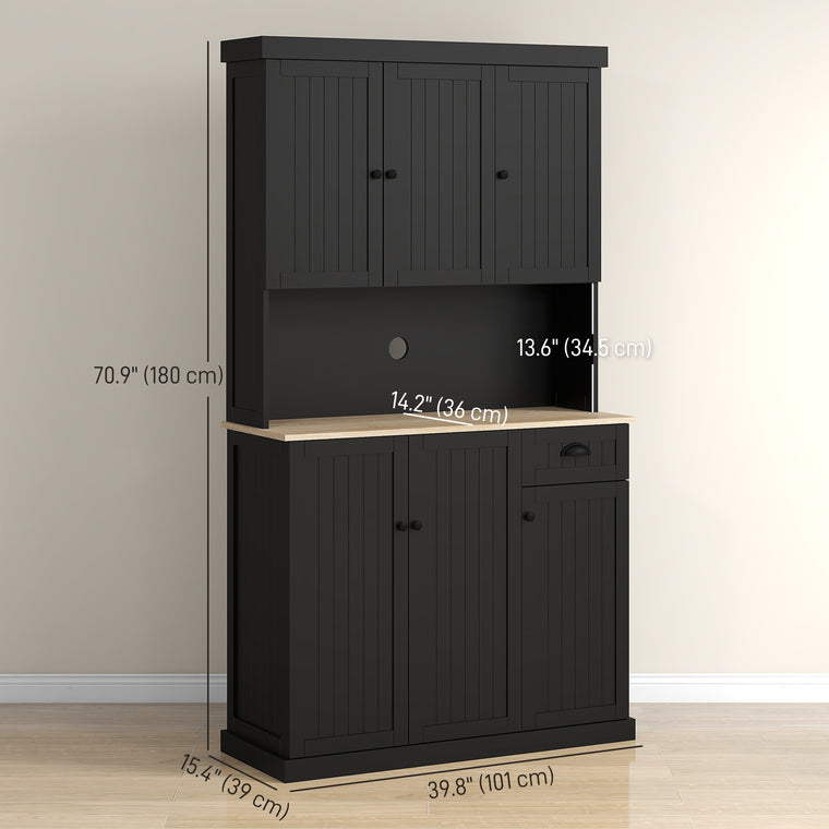 71" Kitchen Pantry Buffet with Hutch