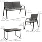 4 Pieces Outdoor Furniture Set with 2 Stackable Chairs, Loveseat, Patio Conversation Set with Glass Coffee Table, Black