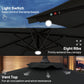 8.8FT Cantilever Patio Umbrella with Solar Powered LED Lights, Crank Handle, Cross Base for Outdoor Sun Shade, Grey