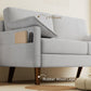 3 Seater Sofa, Velvet Upholstered Couch with Spring Cushions, Rubber Wood Legs and 2 Pillows, Grey
