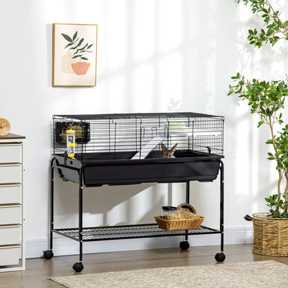 Deluxe Rolling Small Animal Cage & Rabbit Hutch