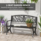 50" 2-Seater Garden Bench, Patio Porch Decorative Chair Cast Iron Loveseat Outdoor Furniture for Yard, Lawn, Porch, Black