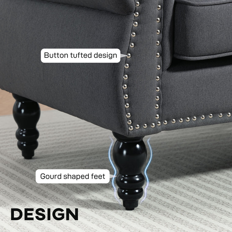 2-Seater Sofa with Sponge Padding - Dark Grey