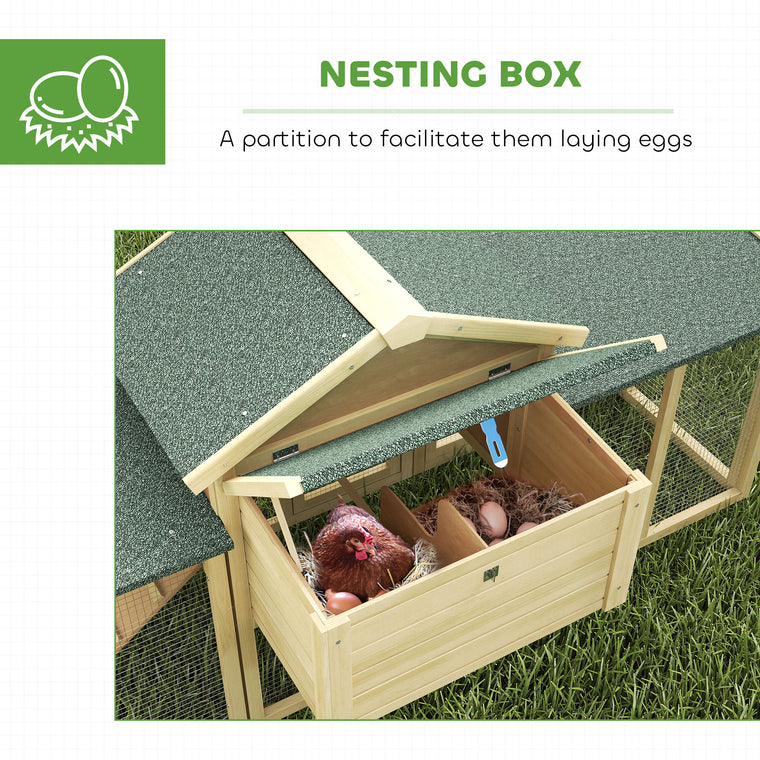 Wooden Chicken Coop with Nesting Box, Run & Ramp