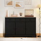 46.5" Buffet Cabinet, Farmhouse Sideboard with 3 Barn Doors and 3 Drawers for Living Room, Kitchen, Black