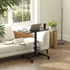 Height Adjustable Standing Desk, Pneumatic Sit Stand Desk with Wheels and Headphone Hook, Black Wood Grain
