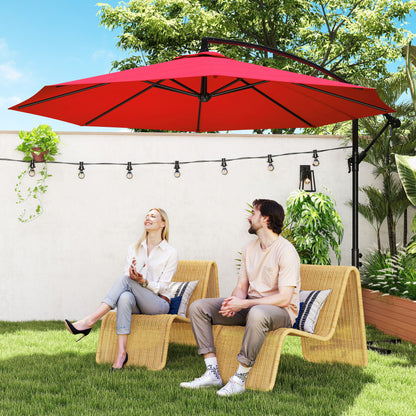 9.7ft Wine Red Offset Cantilever Umbrella with 8 Ribs