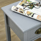 Bedside Table Set of 2, Narrow Side Table with Drawer and Shelf, 2 Tier Tall Nightstand for Bedroom, Grey