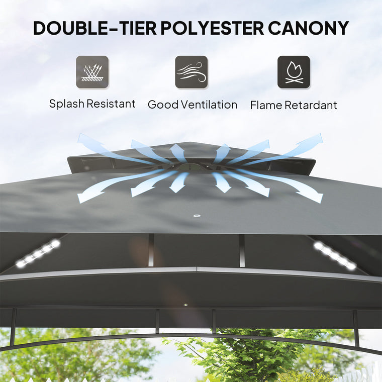8' x 5' Dark Grey Grill Gazebo with Side Shelves