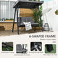 2-Seater Outdoor Porch Swing with Adjustable Canopy, Patio Swing Chair for Garden, Poolside, Backyard, Dark Blue