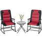3pc Patio Foldable Rocking Chair Set, Outdoor Rocking Chairs and Table Bistro Set w/ Padded Seat, Headrest, Backrest for park, backyard, garden, Red
