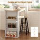 Bar Table Counter Height Dining Table with 3 Storage Shelves for Kitchen, Dining Room, Living Room, White