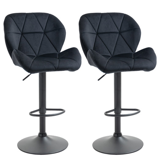 Swivel Adjustable Counter Height Bar Stools, Set of 2 - Black