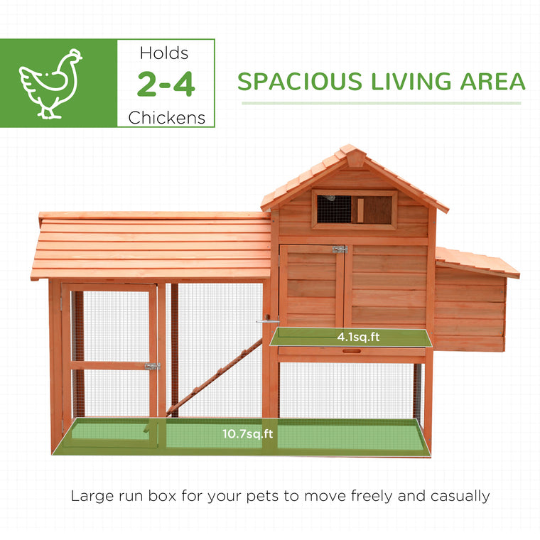 82" Deluxe Wooden Chicken Coop with Run & Nesting Box