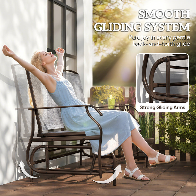 2-Person Patio Glider Rocking Chair Loveseat Bench - Grey