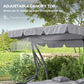 Outdoor 3-Seater Patio Swing Chair, Outdoor Swing Seat, with Adjustable Canopy and Two Pillows for Garden, Light Grey