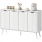 Modern Sideboard and Buffet, Dining Room Cabinet with Adjustable Shelves and 4 Doors, White