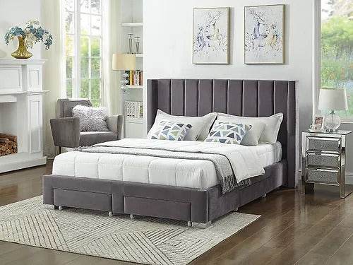 Sterling Velvet Platform Bed with Storage