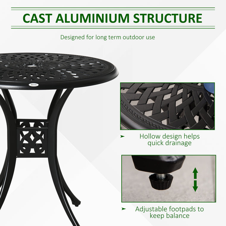 30" Round Cast Aluminum Bistro Table with Umbrella Hole