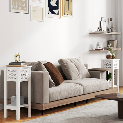 Nightstand Set of 2 with Drawer and Shelf