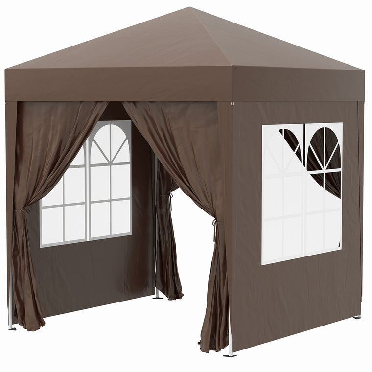 6.6' x 6.6' Coffee Pop-Up Gazebo with Sidewalls & Carry Bag