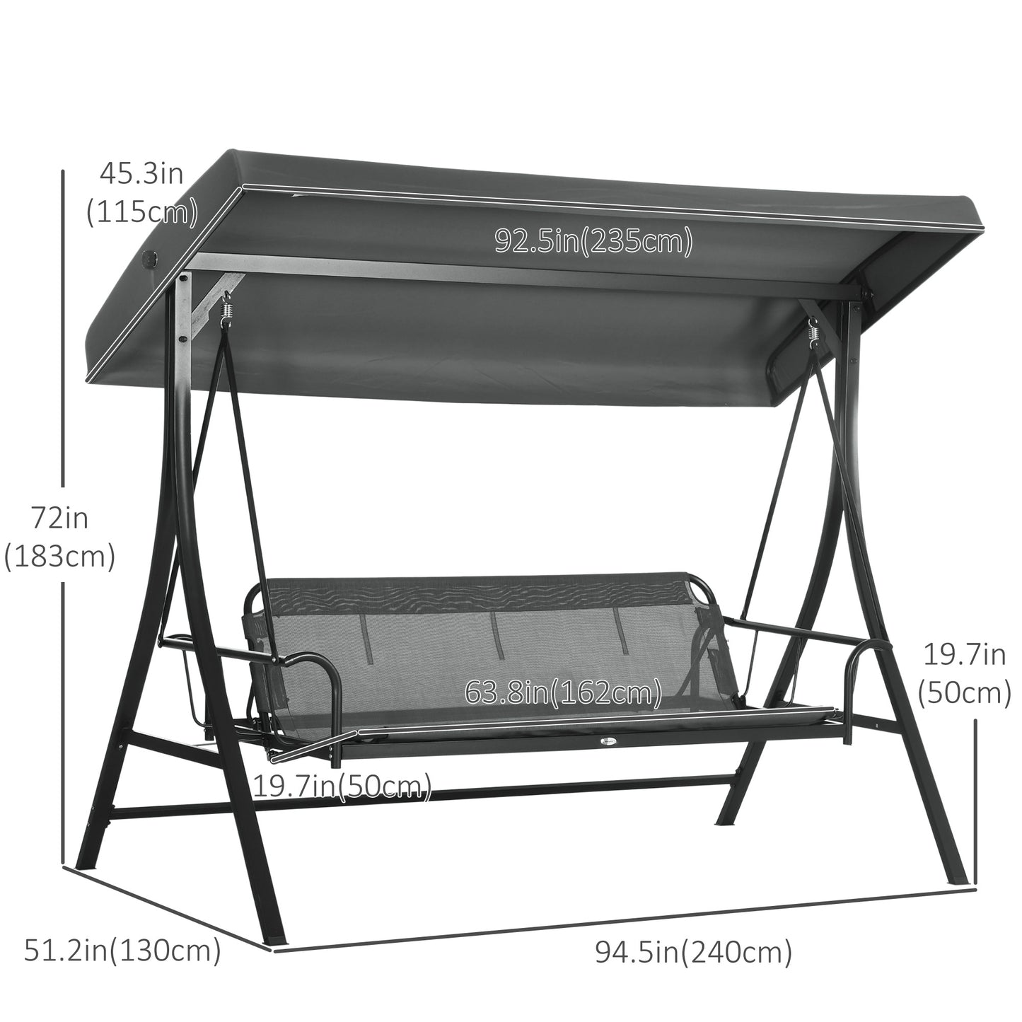 3 Person Porch Swing Bed, 2-in-1 Convertible Outdoor Patio Swing Chair Bench Hammock with Adjustable Canopy, Cushions, Pillows for Porch and Backyard, Red