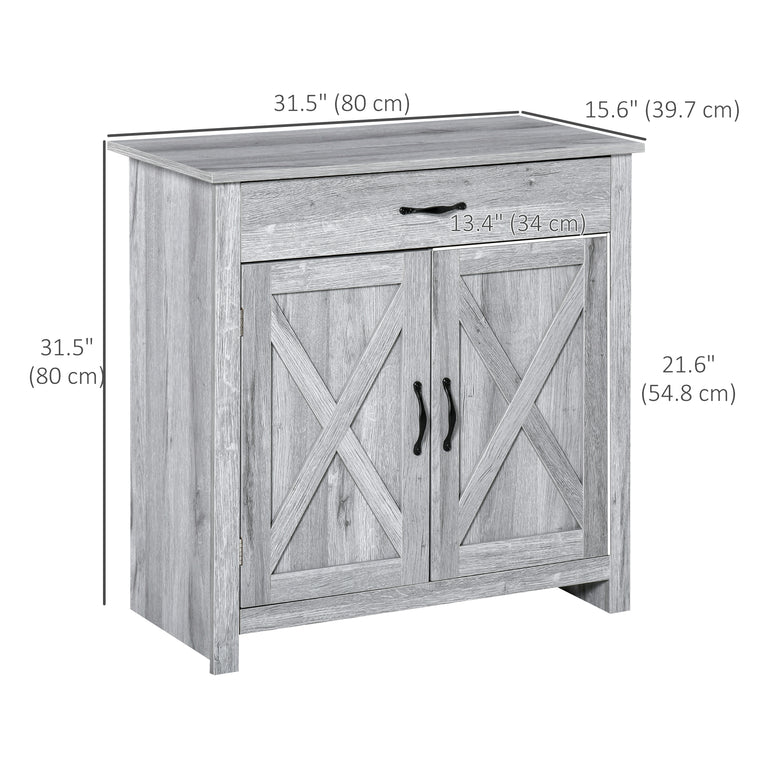 Farmhouse Sideboard Buffet with Barn Doors - Grey