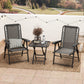 3 Pieces Patio Bistro Set, Outdoor Folding Table and Chairs Set, Metal Patio Furniture Set with Cup Holders