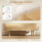 47" Buffet Cabinet with Tambour Sliding Doors, Fluted Sideboard with Storage Shelves and Wooden Legs, Oak