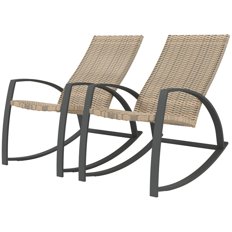 Wicker Rocking Chair Set with High Back, Set of 2