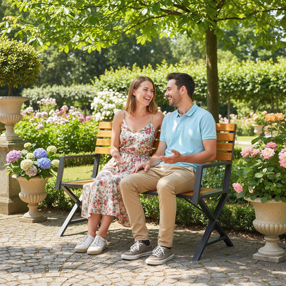 Garden Bench with Backrest and Armrests, 2-Person