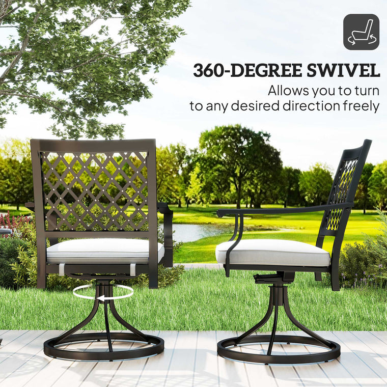 Metal Swivel Rocker Chairs with Cushion, Set of 2