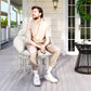 Boho Hammock Chair Swing Hanging Chair with Cushion, Chain, Steel Frame for Indoor Outdoor Bedroom Patio Balcony, Cream