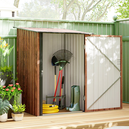 3.3' x 3.4' Galvanized Steel Lean-To Shed with Lockable Doors