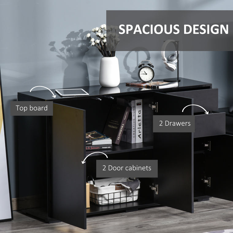 Kitchen Sideboard Coffee Bar with 2 Drawers - Black