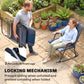 Folding Rocking Chair Set of 2 Padded Rockers with Armrest, Navy Blue