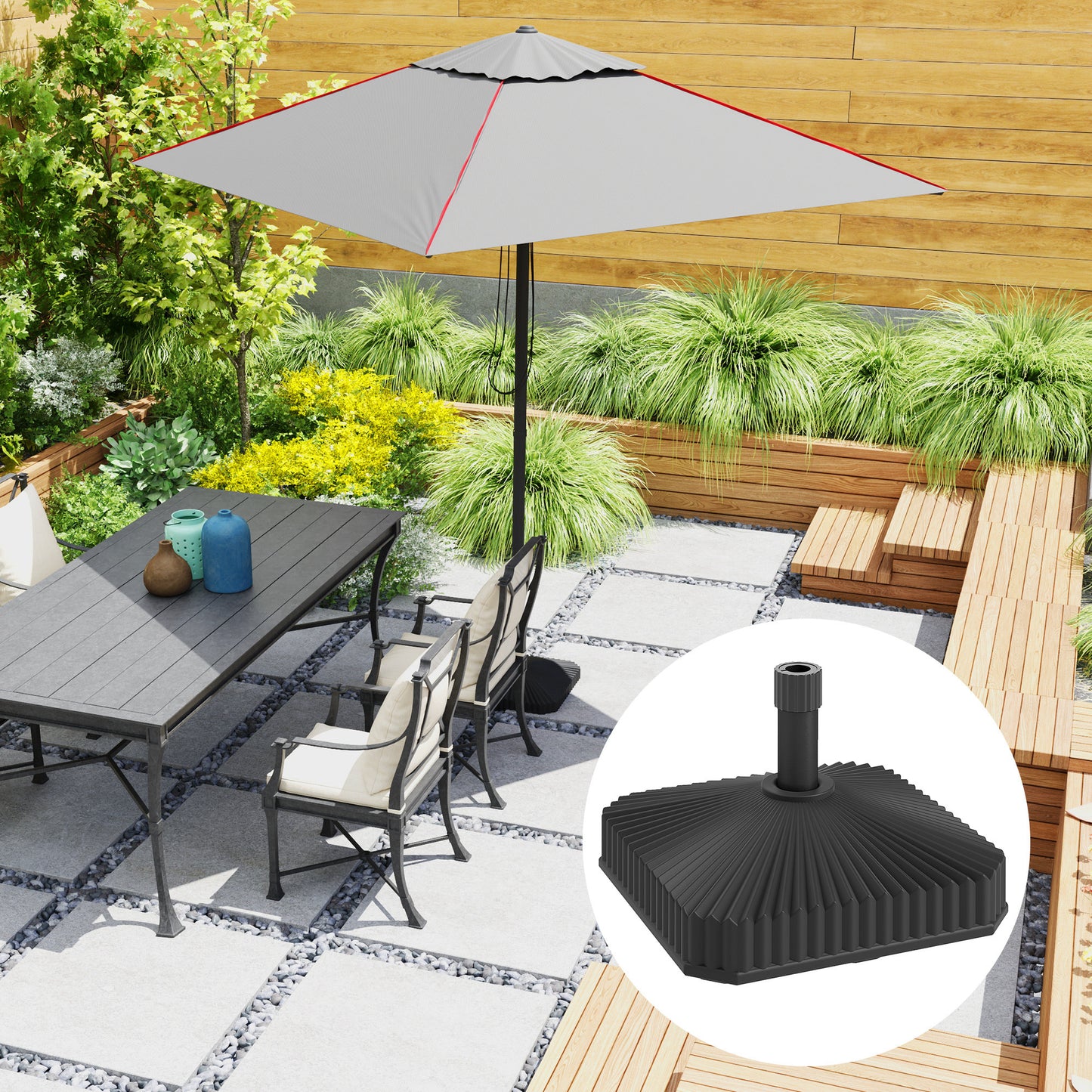17.7" x 17.7" x 11.8" Black Heavy Duty Umbrella Base