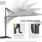 9ft Cantilever Patio Umbrella, Square Overhanging Umbrella with Cross Base, Crank Handle, Tilt Light Grey