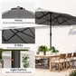 173" Double-Sided Sun Umbrella Garden Parasol Patio Sun Shade Outdoor with LED Solar Light, No Base Included, Dark Gre