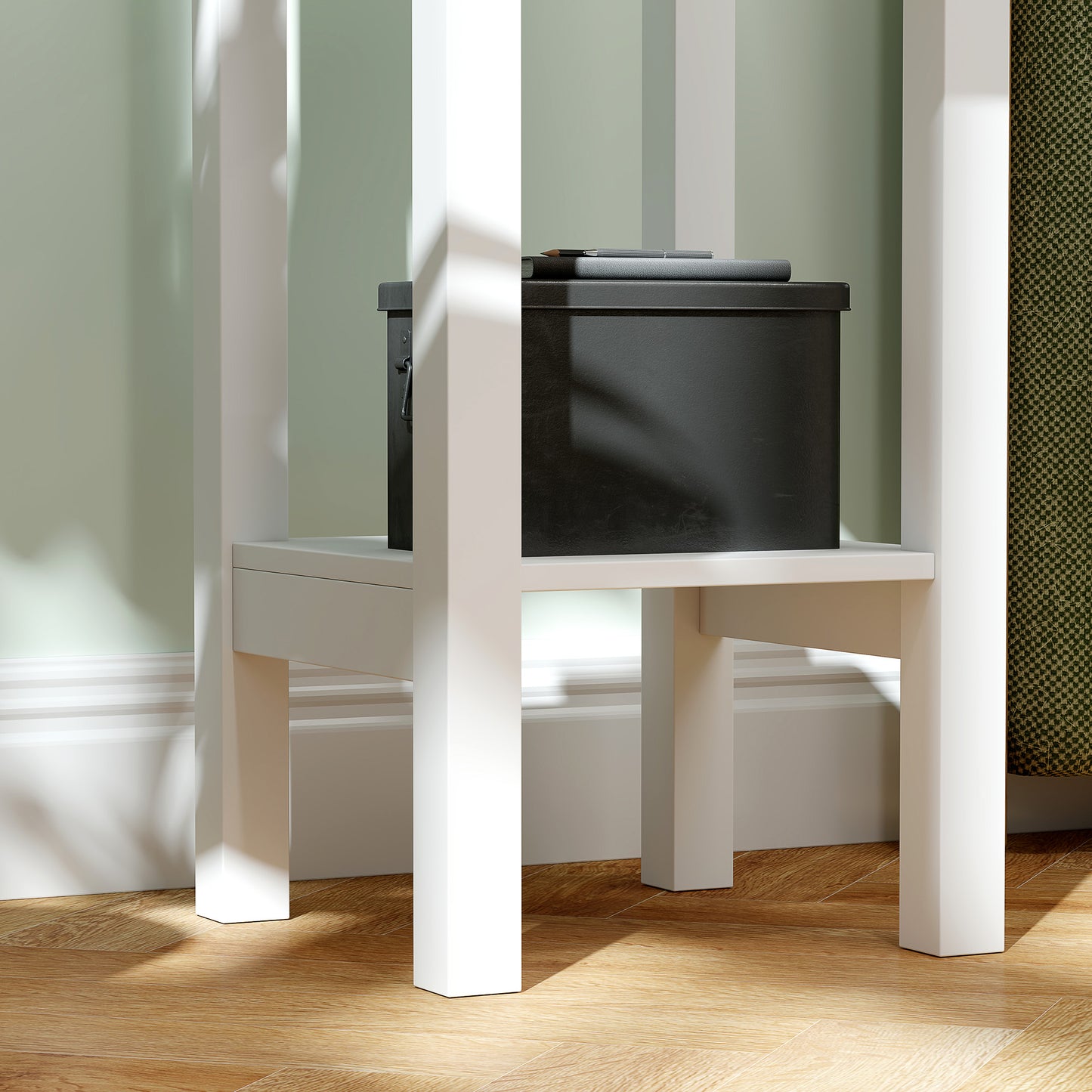 Nightstand Set of 2 with Drawer and Open Storage Shelf White