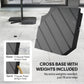 9.7 ft Offset Patio Umbrella with Water/Sand Fillable Weights, Garden Hanging Parasol with Locking Latch, Dark Grey